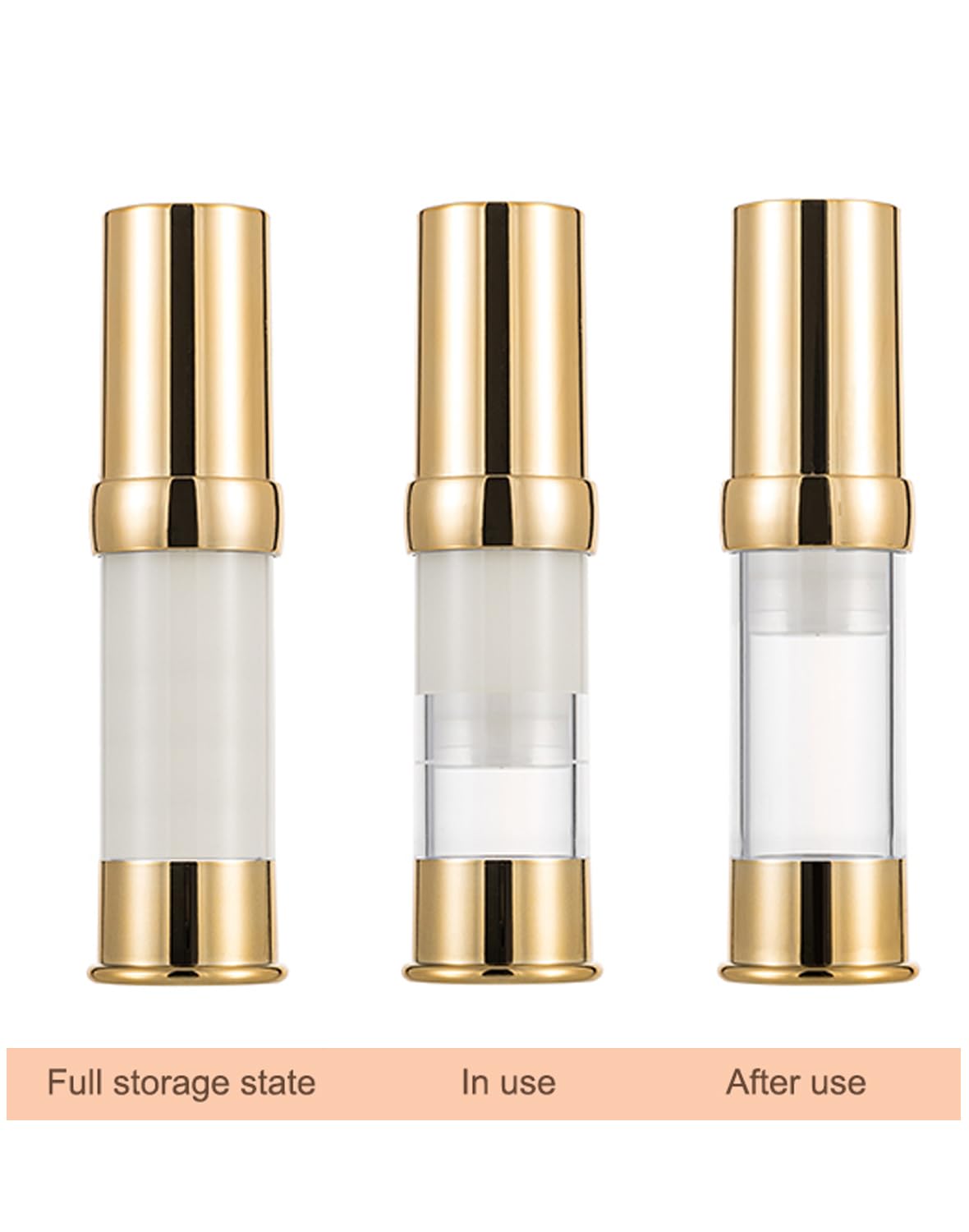 Xqncby Gold Airless Pump Bottle Toiletries Travel Size Containers Mini Makeup Bottle Dispenser With Box Reusable Empty Cosmetic
