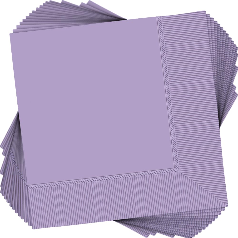 Festive Lavender 2-Ply Beverage Napkins - 5 X 5 , Count 40 (Pack Of 1) - Durable, Absorbent & Vibrant - Perfect For Parties,