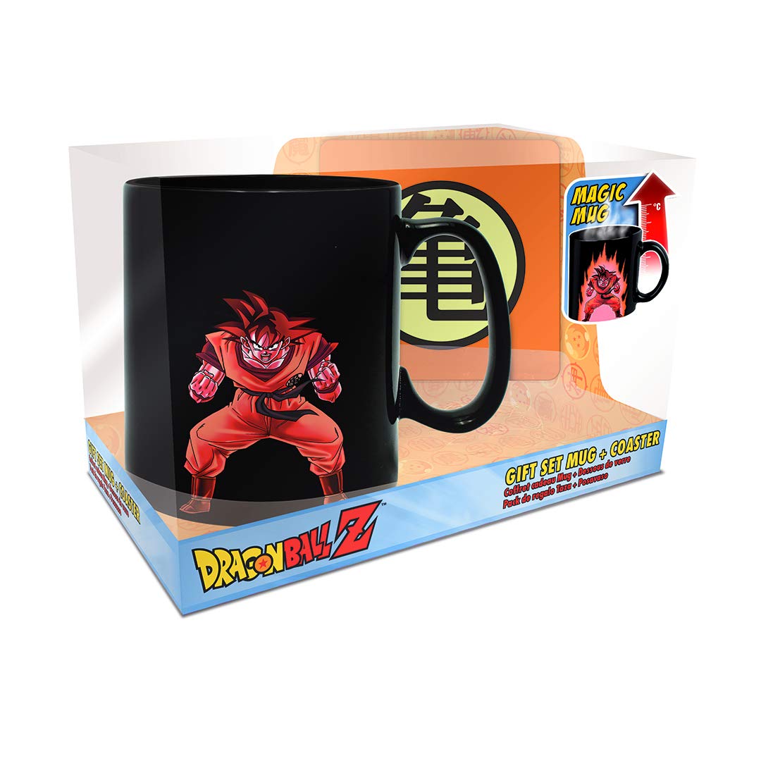 ABYstyle Dragon Ball Z Goku Heat Change Mug 16 Fl Oz and Coaster DBZ Anime Manga Drinkware Home Kitchen Merch Gift