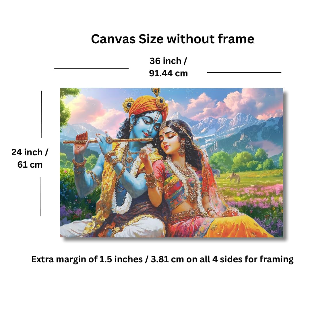 Eurotex Canvas Radha Krishna Wall Painting For Living Room, Bedroom, Hotels, Office - Big Size Elegant Wall Art For Home Decorat