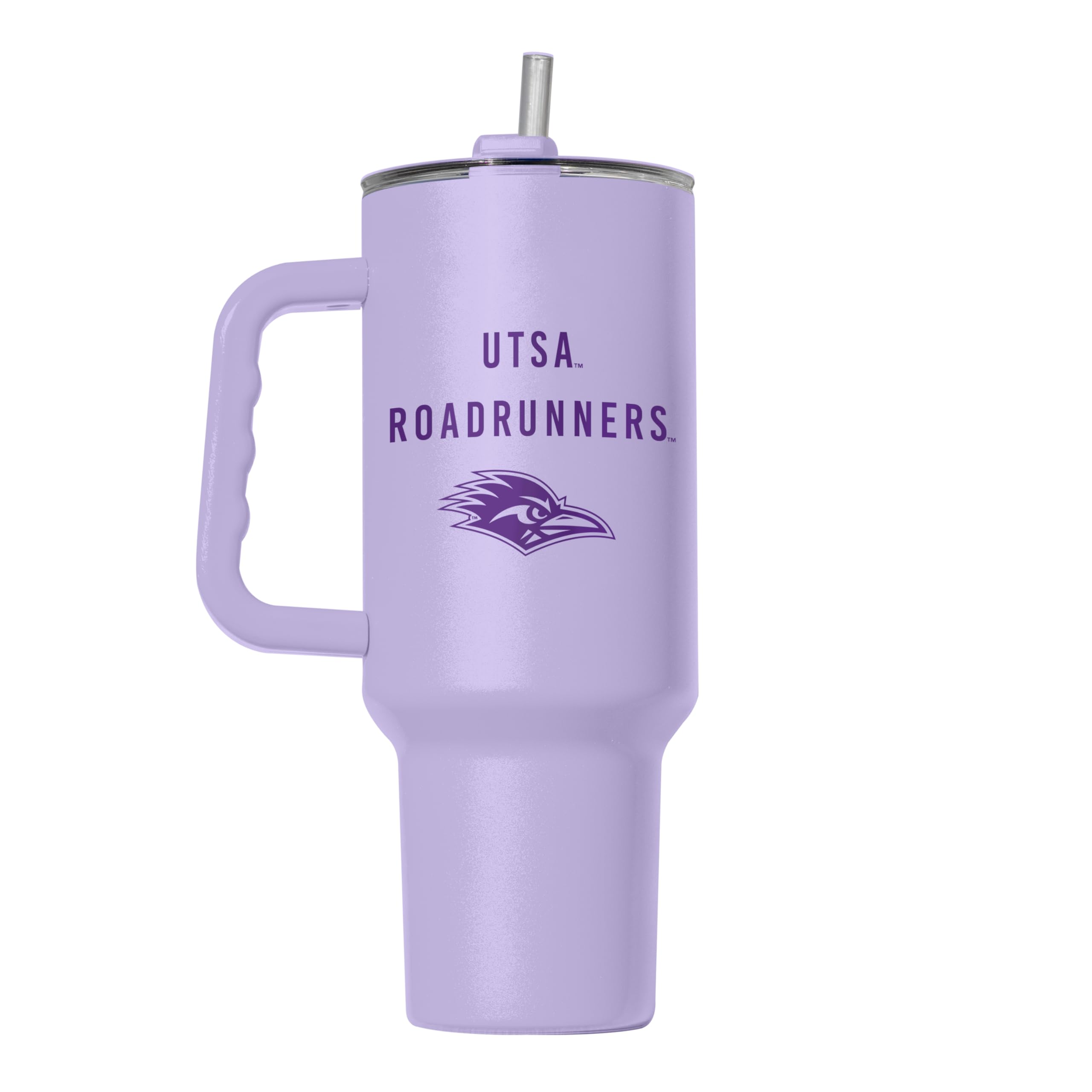 Logo Brands Ncaa Utsa Roadrunners Lavender 40 Oz Tumbler With Handle  Stylish Everyday Use Powder CoatedStainless Steel With S