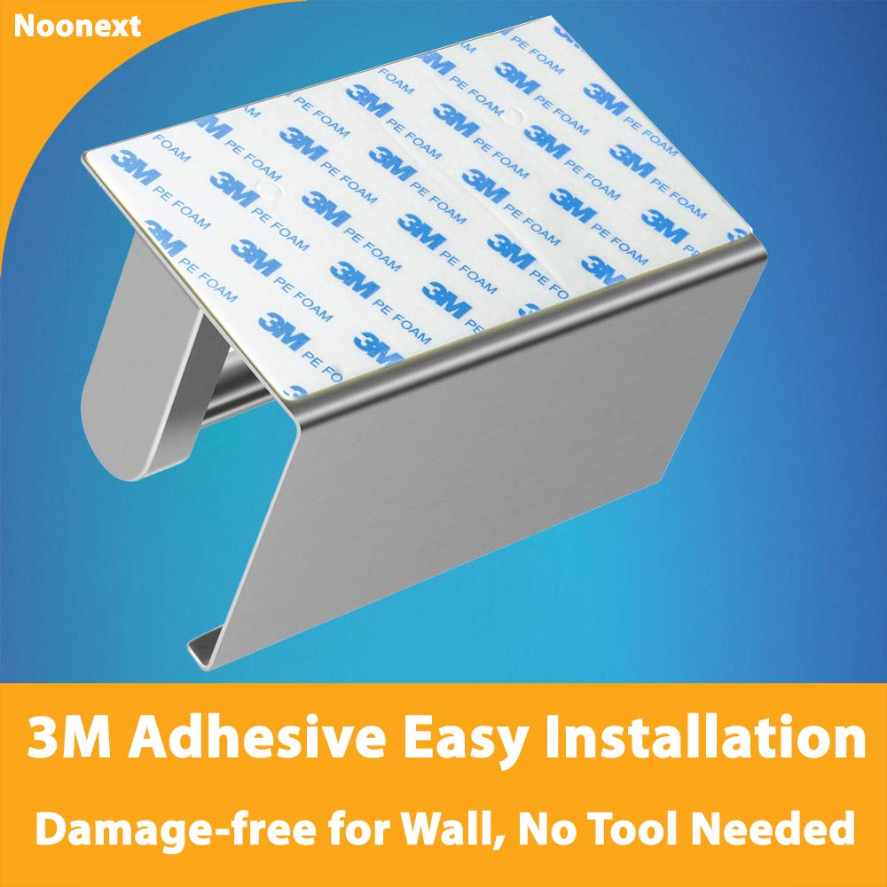 Adhesive Toilet Paper Holder With Shelf, Toilet Paper Roll Holder Wall Mounted, Fits Mega Roll, Stainless Steel Tissue Roll Disp