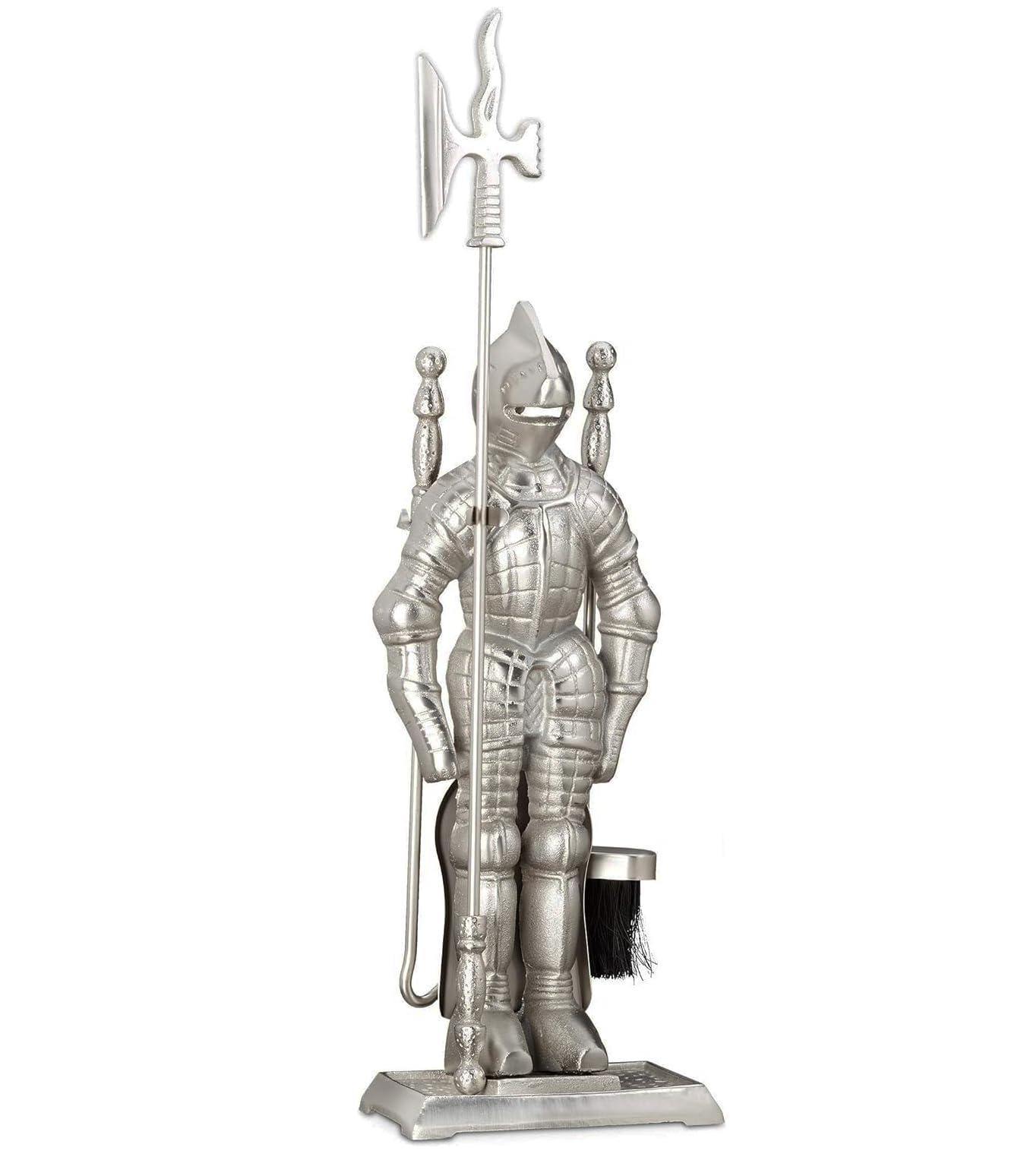 Lizh Metalwork Medieval Knight Fireplace Tools Set,Heavy Duty Fireplace Accessories,Cast Iron Knights Templars Fireplace Tools,T