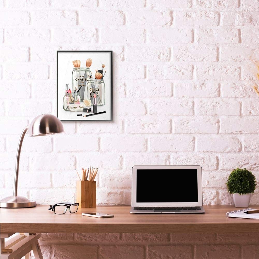 Stupell Industries Fashion Brand Makeup In Mason Jars Glam Design Framed Giclee Art Design By Ziwei Li