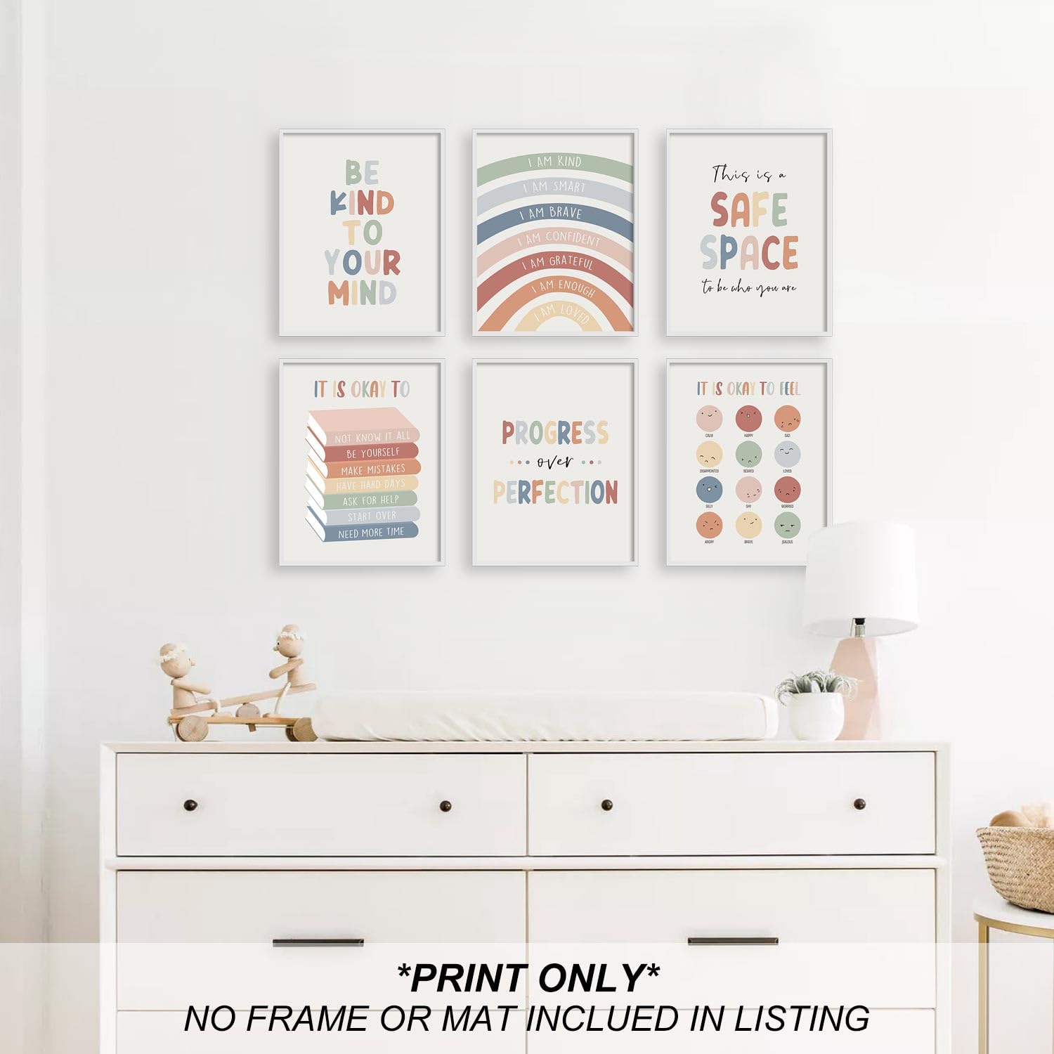 Heilkee Boho Rainbow Classroom Decor Positive Affirmations Wall Decor For Kids Bedroom Playroom Inspirational Office Wall Art Fo