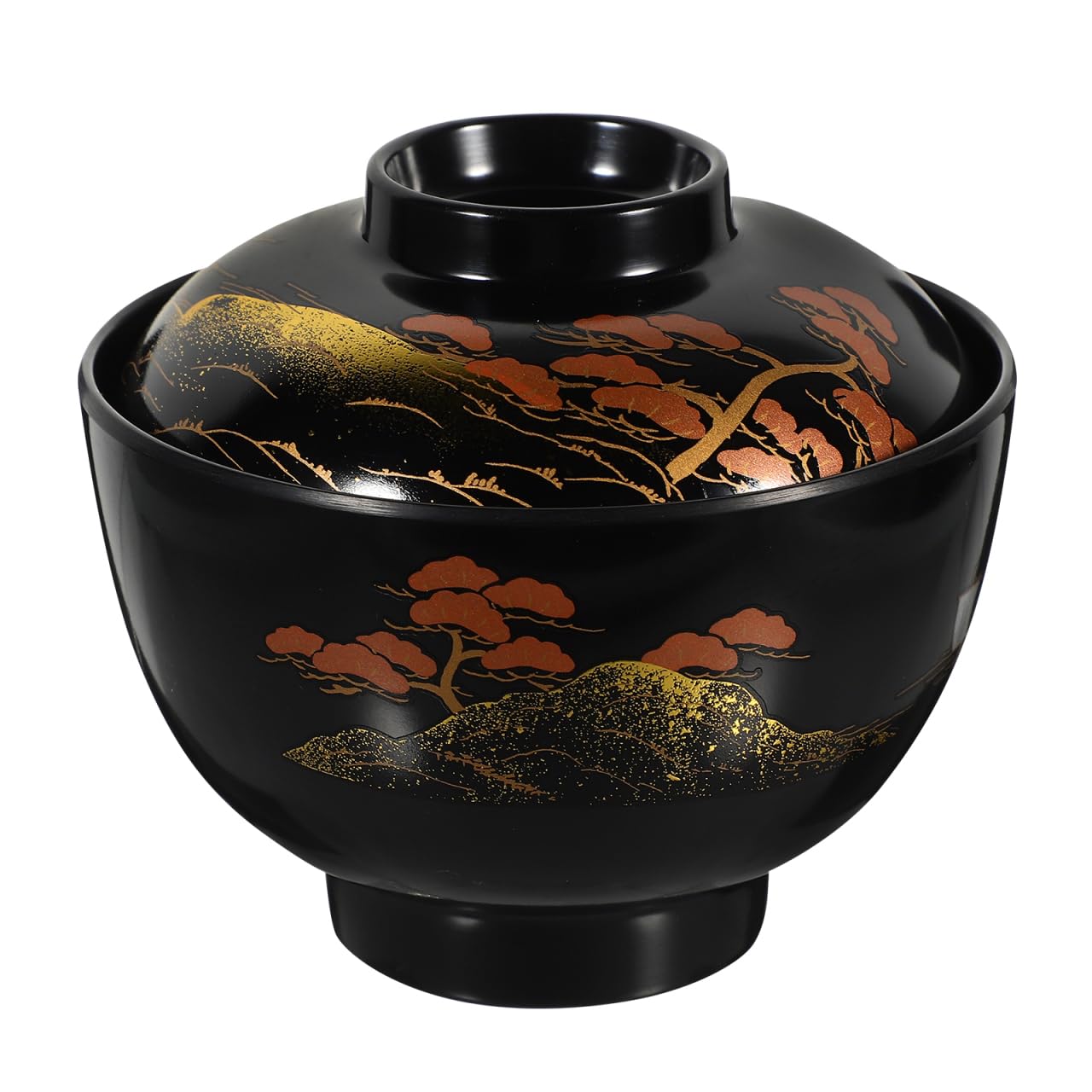 Kichvoe Miso Soup Bowl with Lid 4.33 Inch Japanese Style Melamine Bowl for Serving Ramen Noodles Rice and Asian Cuisine in Home 