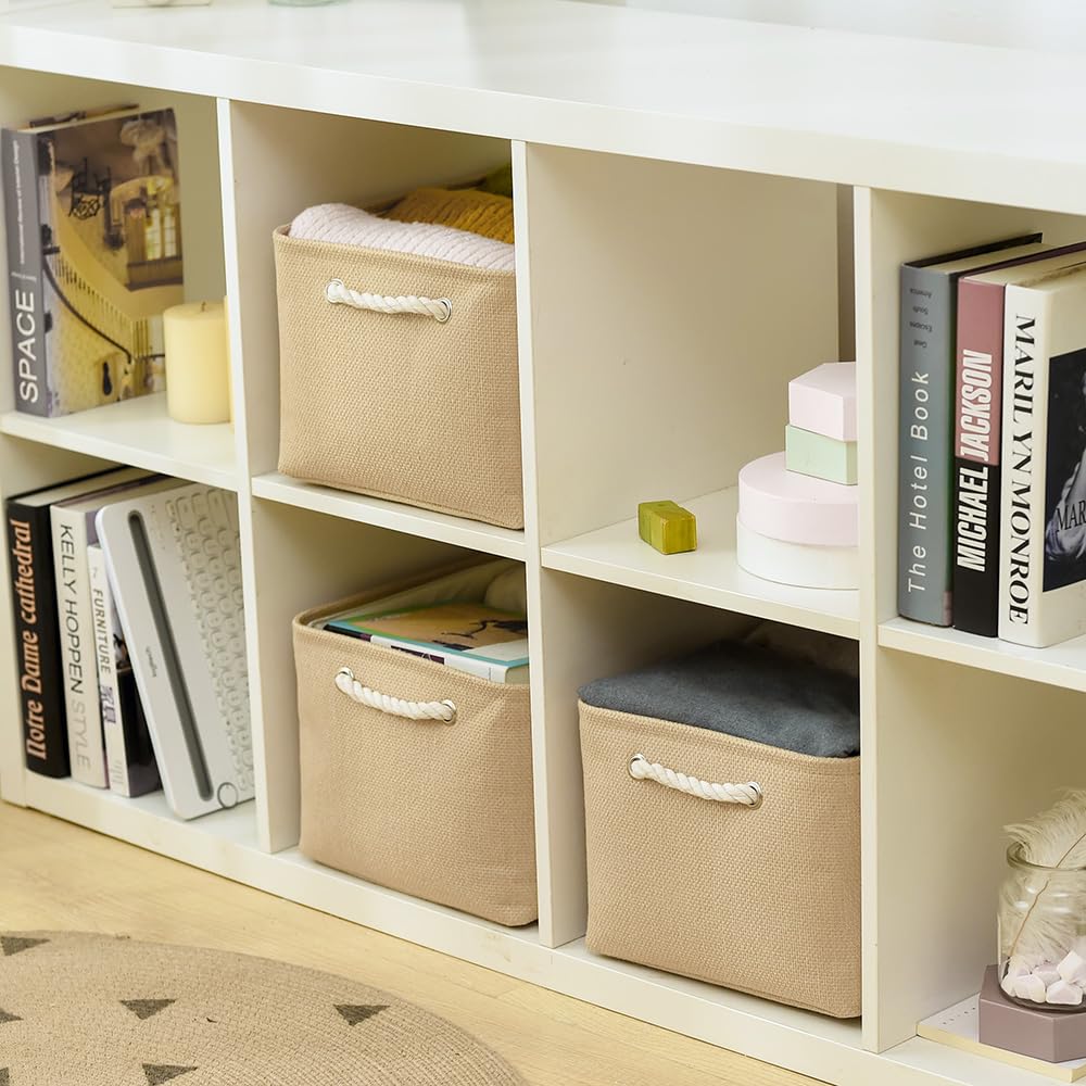Thewarmhome Organization And Storage Bin For Shelves - Large 3 Pack 16X12X8 Inch Storage Basket For Organizing, Canves Storage C