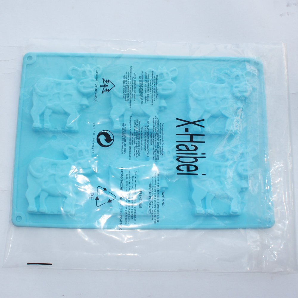 X-Haibei Dairy Cow Flexible Silicone Mold Cookies Chocolate Candy Jello Soap For Homemade