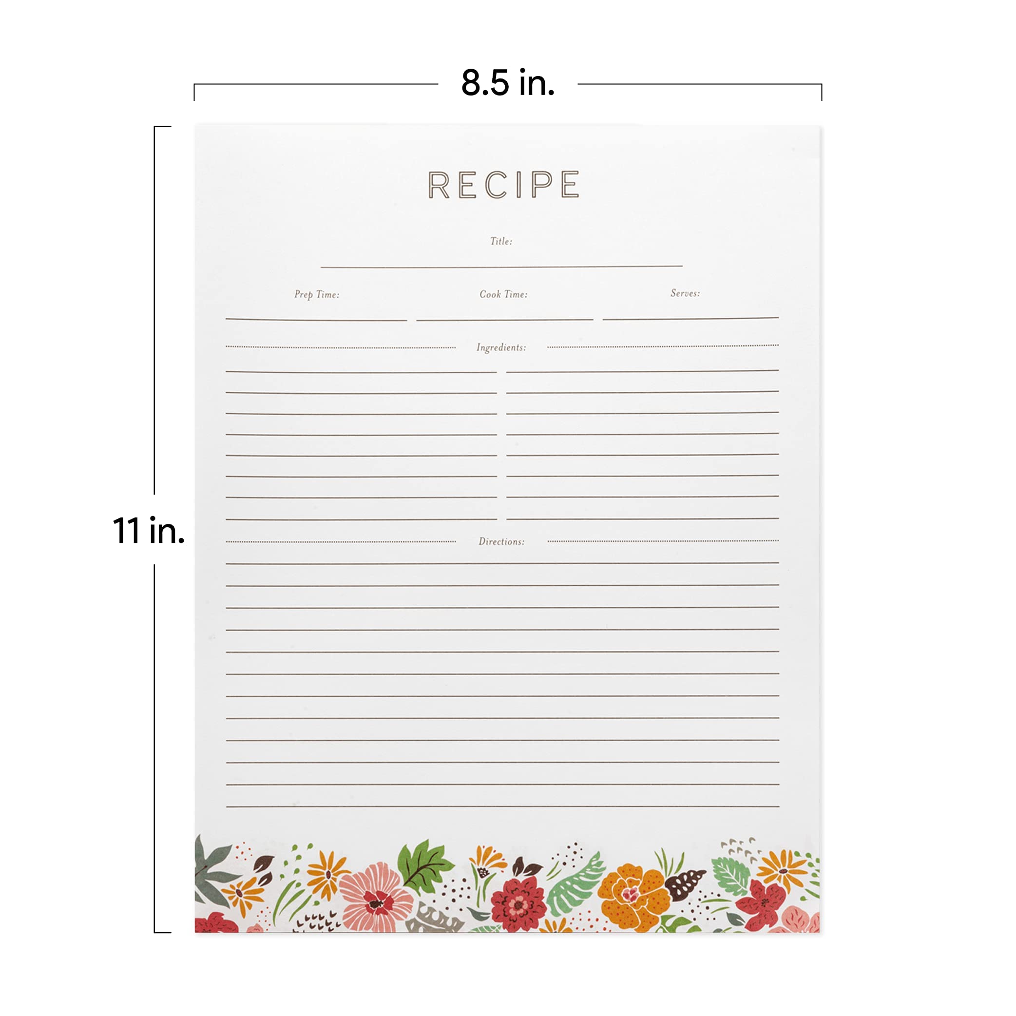 Recipe Binder Protective Sleeves and Printed Paper 8.5'' x 11'' Expansion Pack (Tropical Floral)