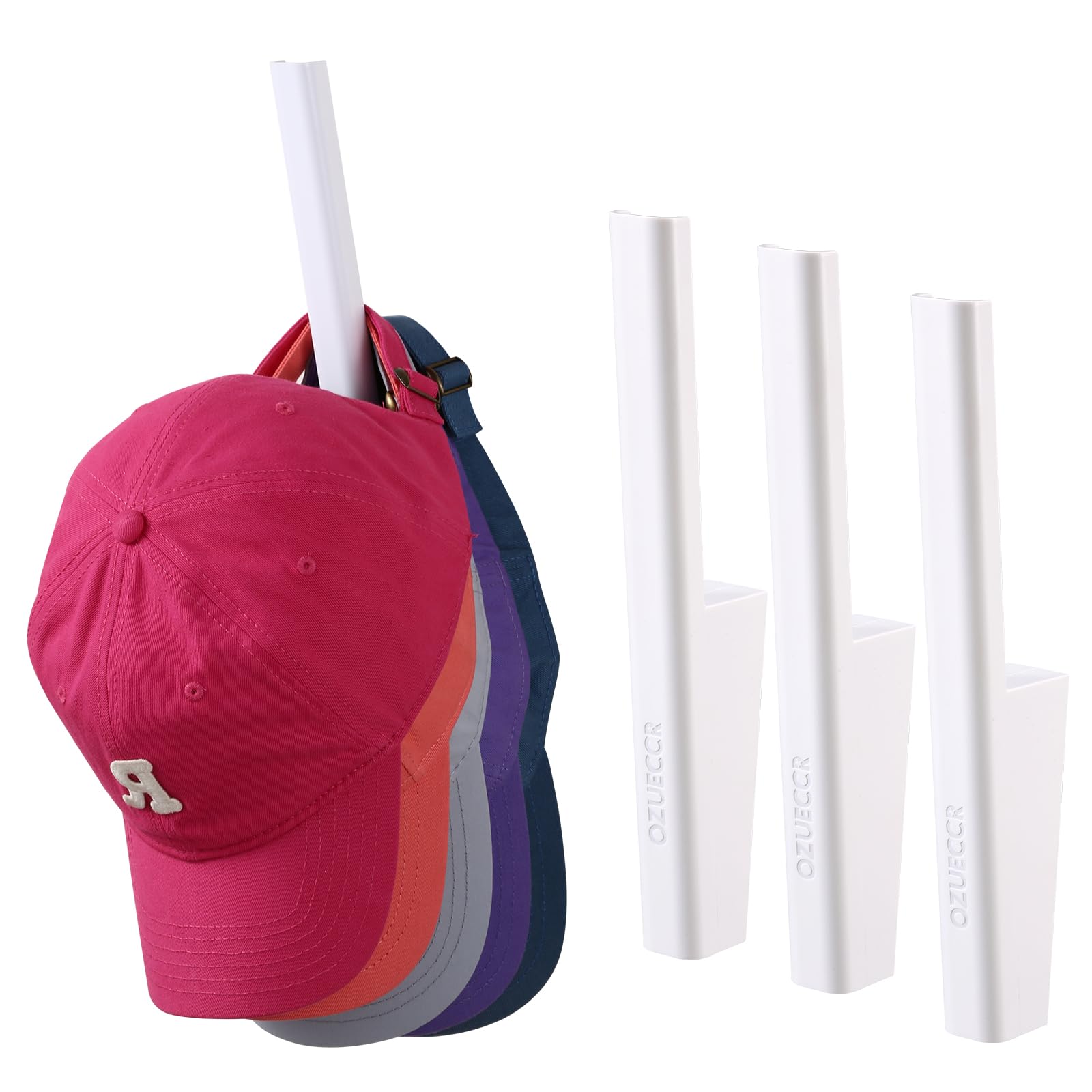 Ozueccr Hat Storage For Baseball Caps - Sturdy Space Saving Hat Holder On Wall Display For Hats, Bags, Clothes, Towels - Easy To