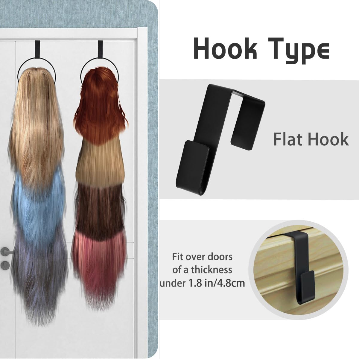 Livememory Wigs Holder, Hanging Hat Rack Wigs Storage Hanger Hat Organizer for Door, Wall, Closet, Bathroom,10pack (Black)