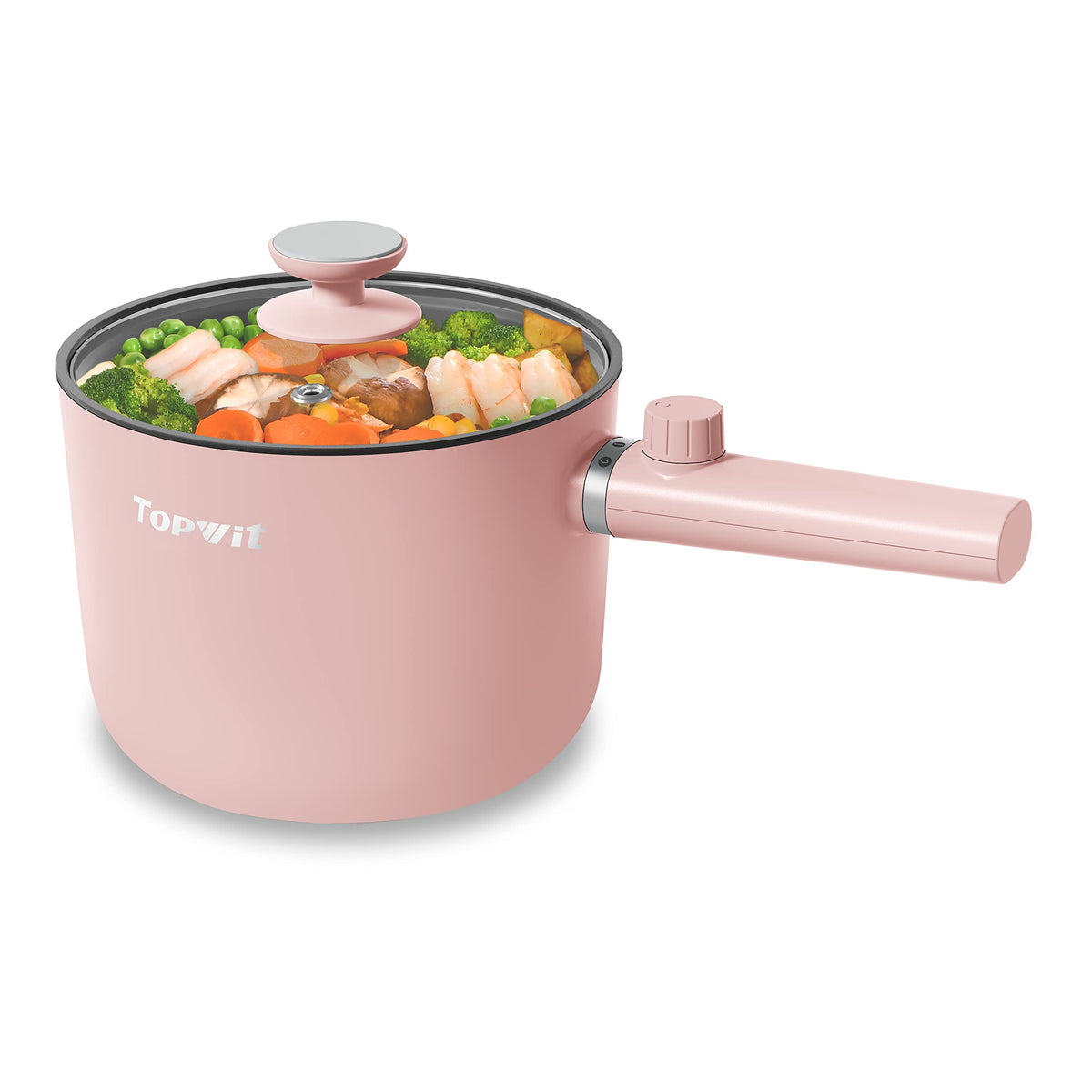 Topwit Hot Pot Electric, 1.5L Ramen Cooker, Portable Non-Stick Frying Pan, Electric Pot For Pasta, Steak, Bpa Free, Electric Coo
