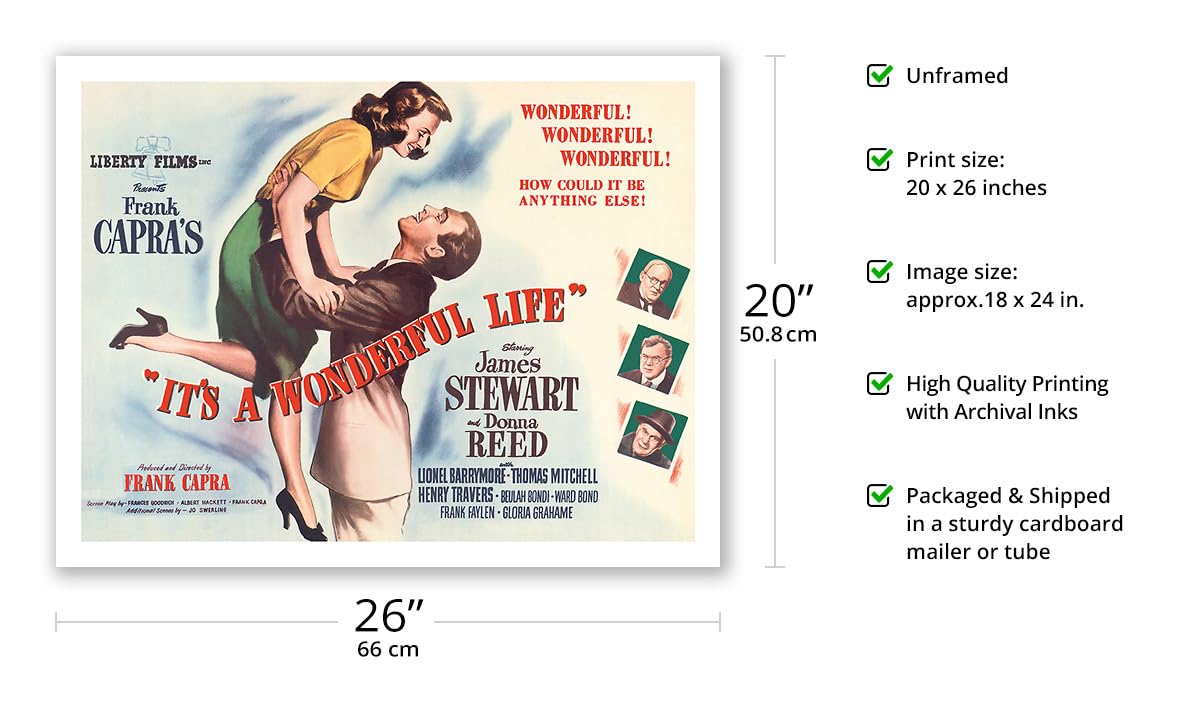 Frank Capra'S ''It'S A Wonderful Life'' - Starring James Stewart Donna Reed - Vintage Film Movie Poster C.1946 - Fine Art Matte