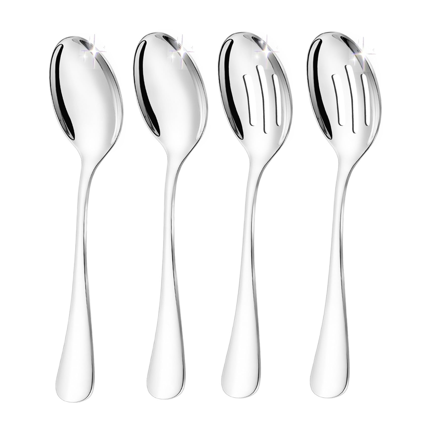 Vivani Serving Spoon Set, 8.5 Inches Serving Spoons Stainless Steel X 2, Slotted Serving Spoons X 2, Serving Utensils Set For Pa
