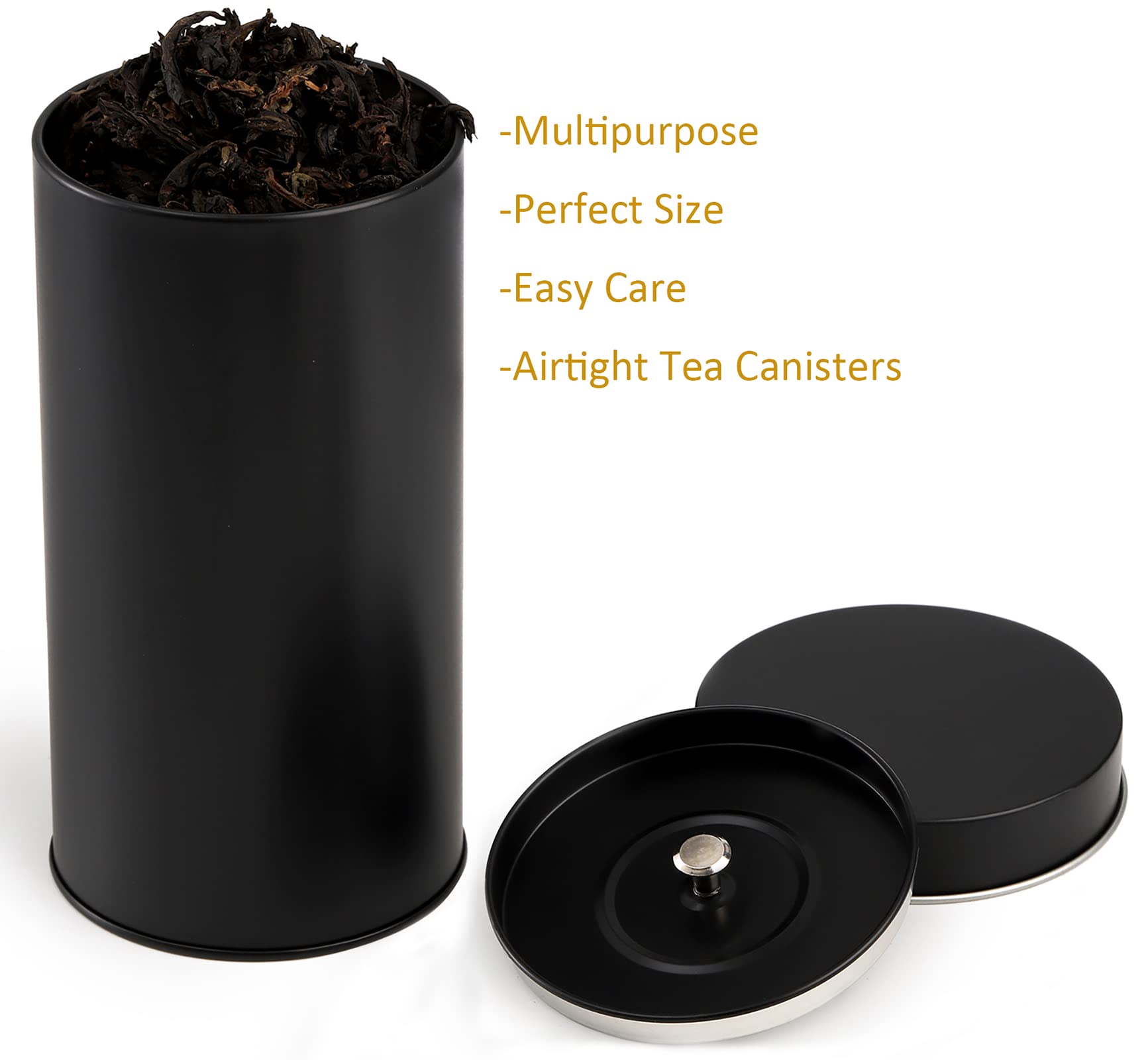 Yesland 6 Pack Tea Tin Canister With Airtight Double Lids, 32 Fl Oz Tin Can Box And Large Round Kitchen Canisters For Loose Tea,