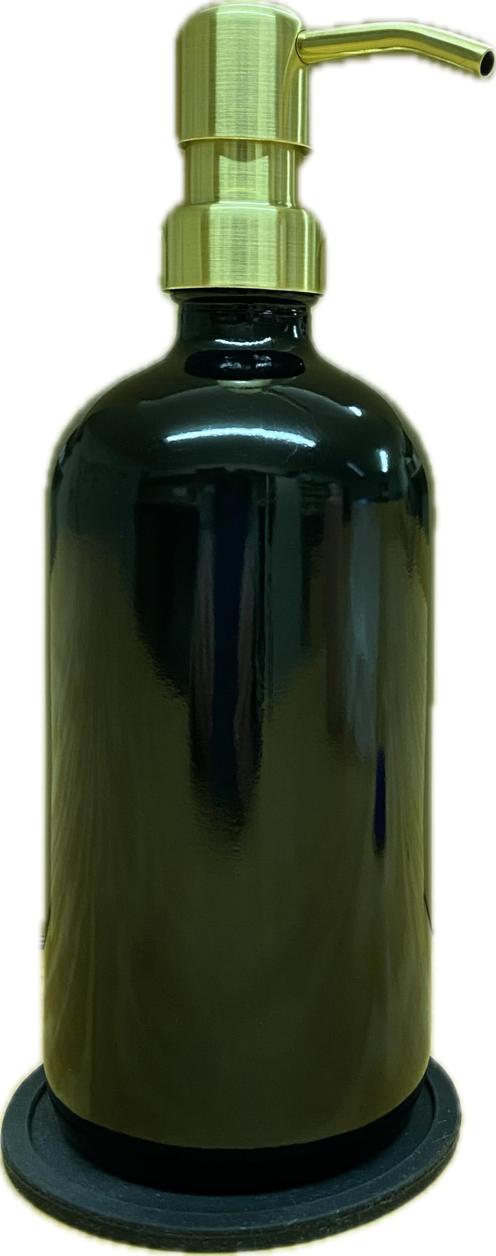 Black Glass Soap Dispenser With Gold Metal Pump - 16Oz Glass Jar For Liquid Soap, Lotion Or Shampoo (Black/Gold)
