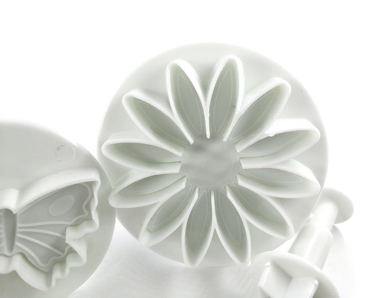 Daycount 33 Pcs Fondant Cutters Tools, Fondant Cake Cutter Mould, Ejector Stamp Modeling Cookie Plunger Cutter Sugarcraft Flower