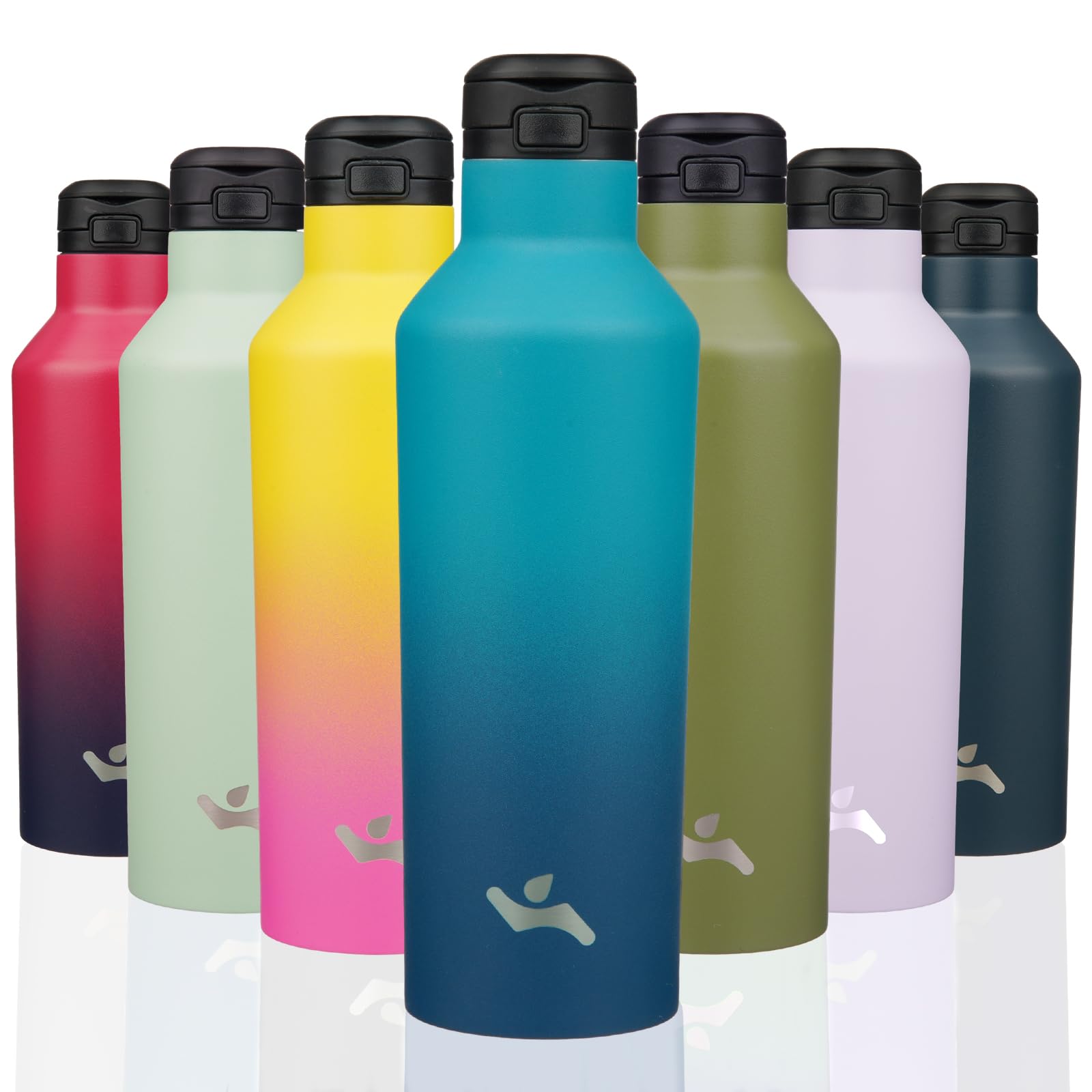 Insulated Water Bottle with Straw,25 OZ Double Wall Vacuum Stainless Steel Water Flask with 2 Lids,Indigo Black