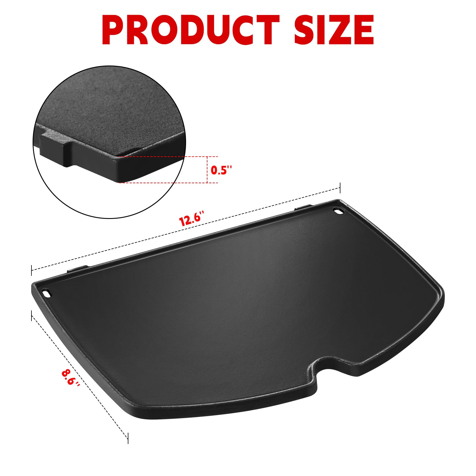 Ggc 6558 Griddle For Weber Q100 Q120 Q1000 Q1200 Series Grills, Cast Iron Grill Parts For Weber Q100 Grills, 12.6'' X 8.6'' Cook