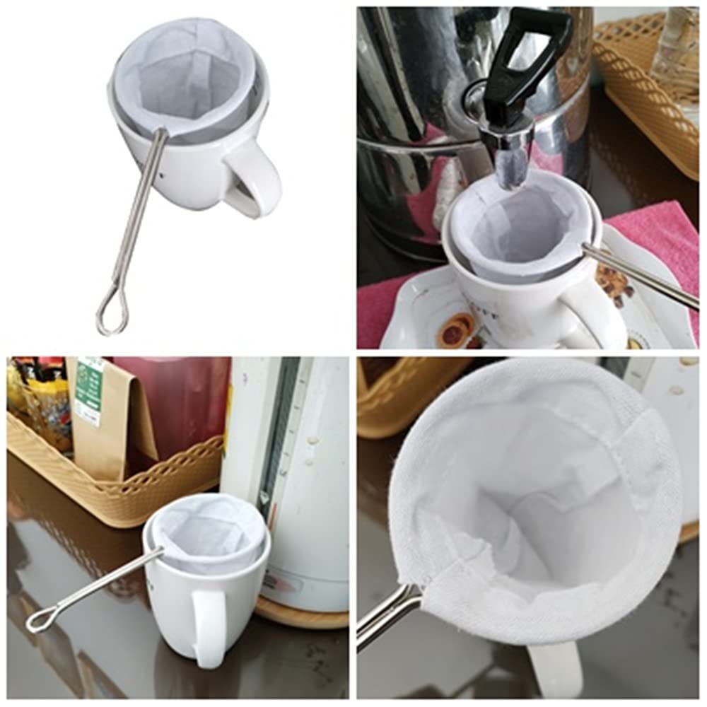 Heavens Tvcz Thai Coffee Tea Filter Sock Cloth Strainer Handle Bag Reusable Traditional Stainless Steel Cotton Small Drink Size