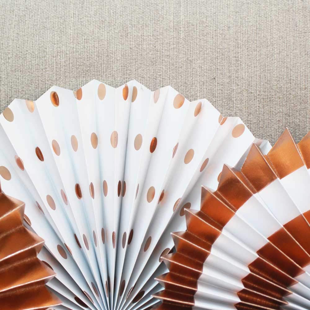 Hola Fiesta | Rose Gold Paper Fans Flower For Wedding Birthday Carnival Welcome Party Decorations,Rose Gold,Set Of 6