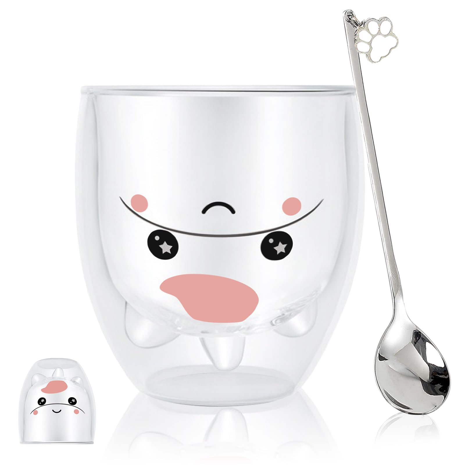 Unicorn Mug Cute Mugs Glass Double Wall Insulated Glass Espresso Cup, Coffee Cup, Tea Cup, Milk Cup, Kawaii Gifts, For Women Gir