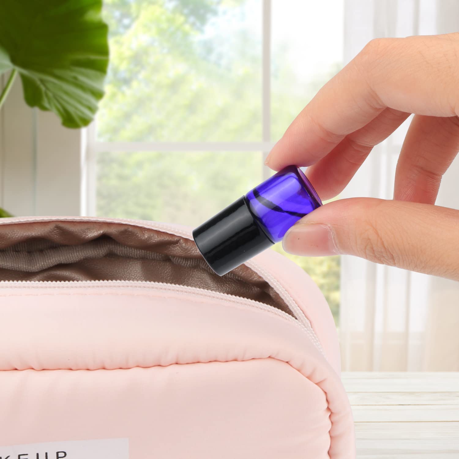 Furnido Pack of 50,1ml (1/4 Dram) Glass Roll on Bottle Mixed Color Sample Test Roller Essential Oil Vials Stainless Steel Roller