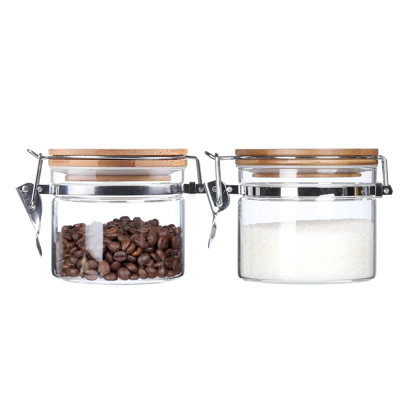 Kkc Home Accents Clear Borosilicate Glass Storage Jars With Airtight Locking Clamp Lids,Sealed Glass Jars With Airtight Bamboo L