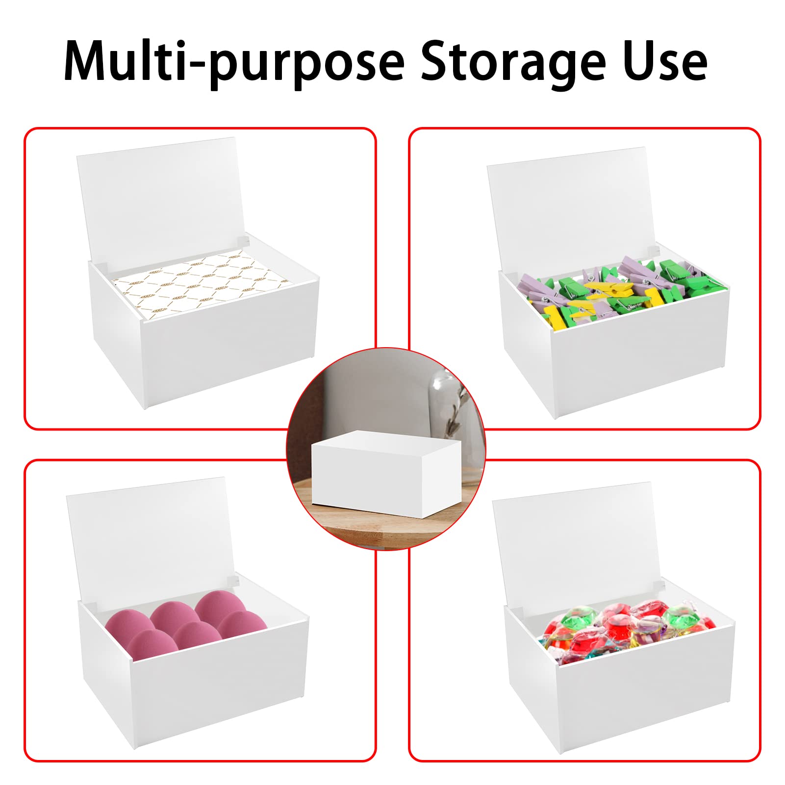 Watpot Acrylic Laundry Dryer Sheet Holder, Clear Dryer Sheets Container With Lid For Laundry Room, White