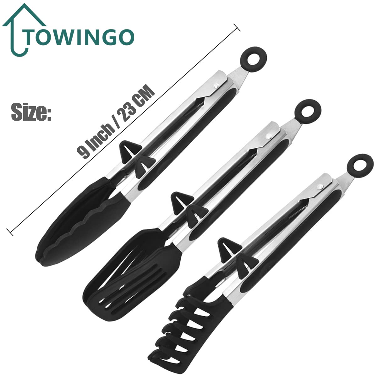 Kitchen Tongs, 9 Inch Tongs For Cooking With Silicone Tips, Food Grade Small Silicone Tongs, Mini Serving Tongs For Nonstick Pan