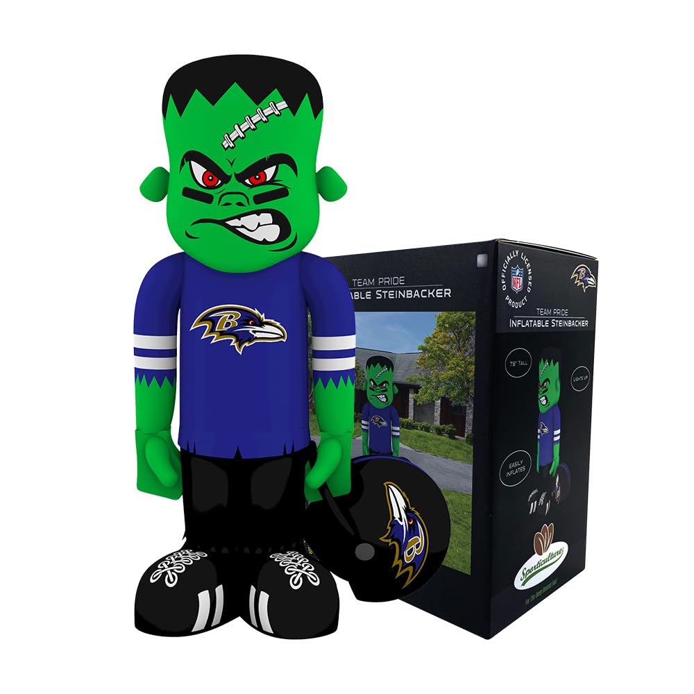 Sporticulture NFL Baltimore Ravens 78 Blow Up Inflatable Steinbacker with LED Lights & Built-in Blower - Balloon Merchandise De