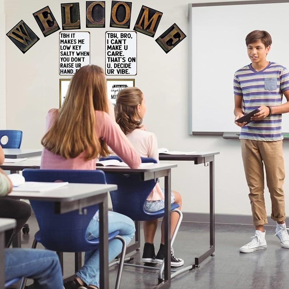 Smilelife Students Teachers Gift Funny Math/English/Science/History Class Tin Sign for Home Classroom Study Room Wall Decor 8x12