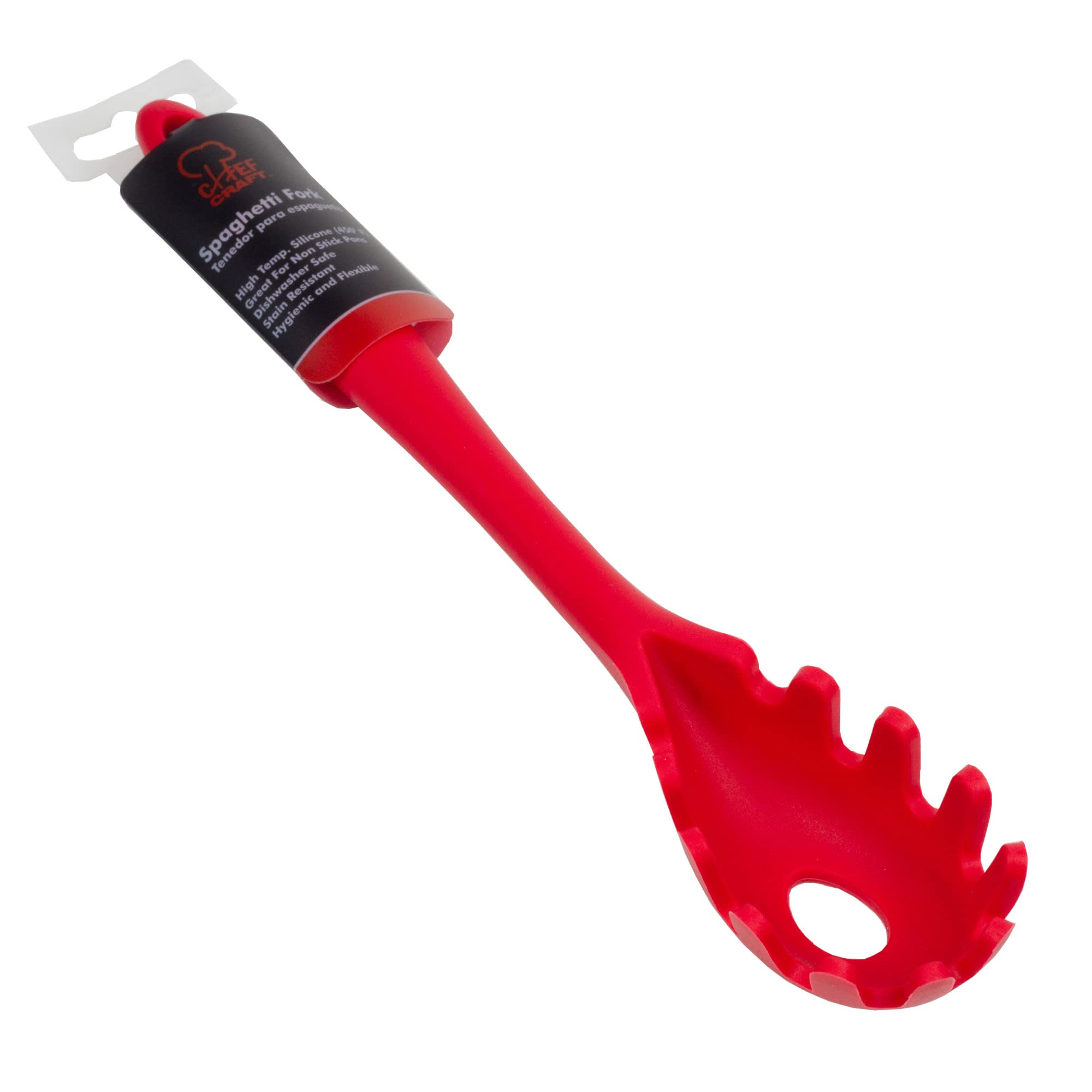 Chef Craft Premium Silicone Spaghetti/Pasta Fork, 11.5 Inch, Red