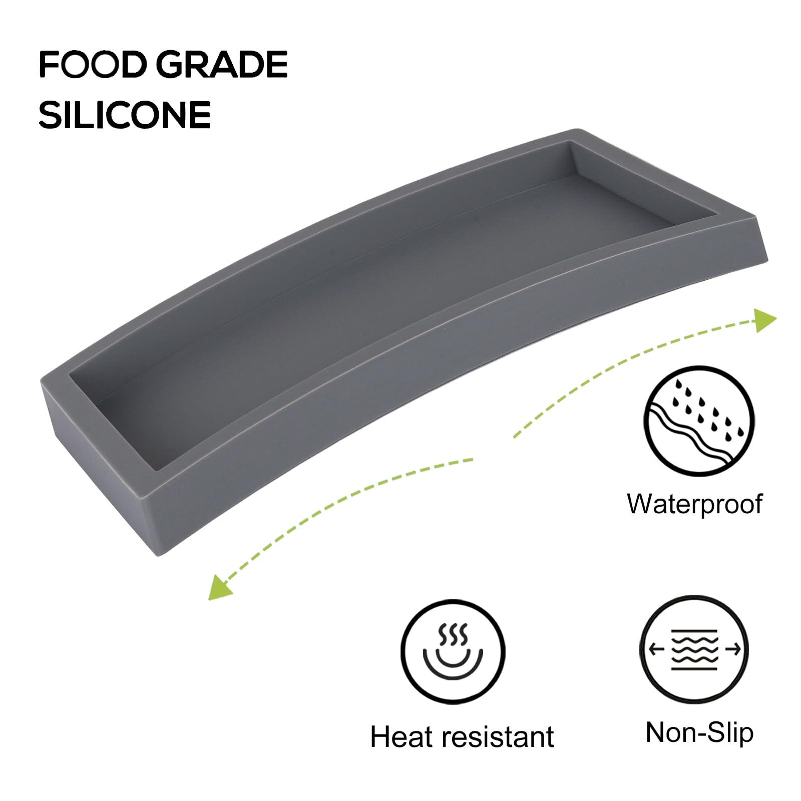 Bathroom Trays For Counter, Slicone Vanity Trays For Bathroom, Rectangle Sponge Holder For Kitchen Sink - Grey