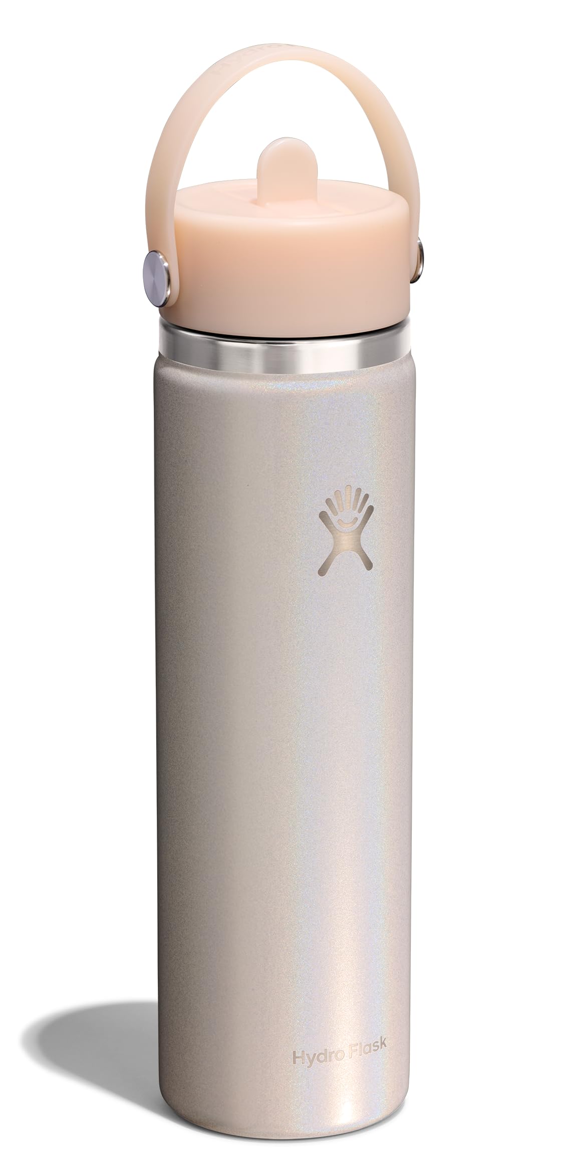 Hydro Flask Water Bottle - Insulated Stainless Steel - Wide Straw Lid, Non-Spill, Leakproof in 24 Oz Glimmer Cream