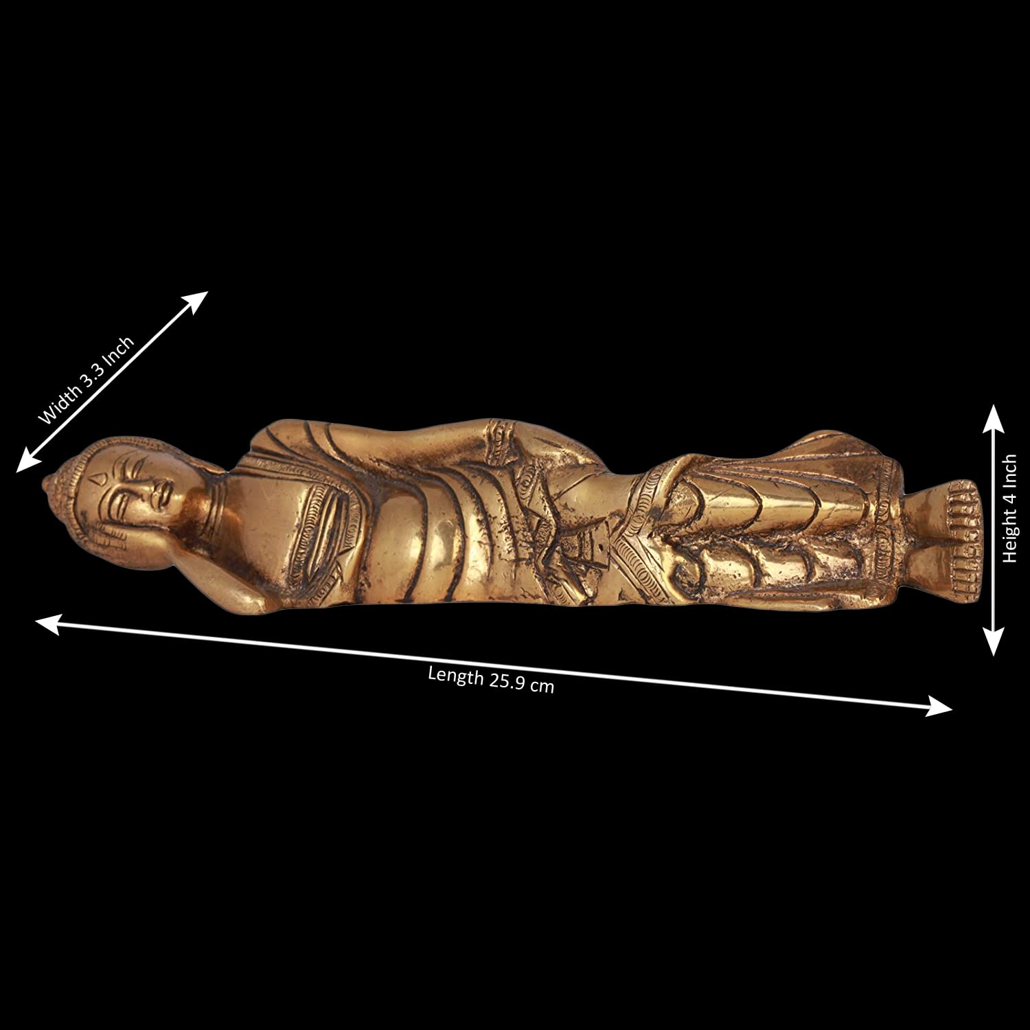 Kartique Brass Buddha Sleeping On Right Hand