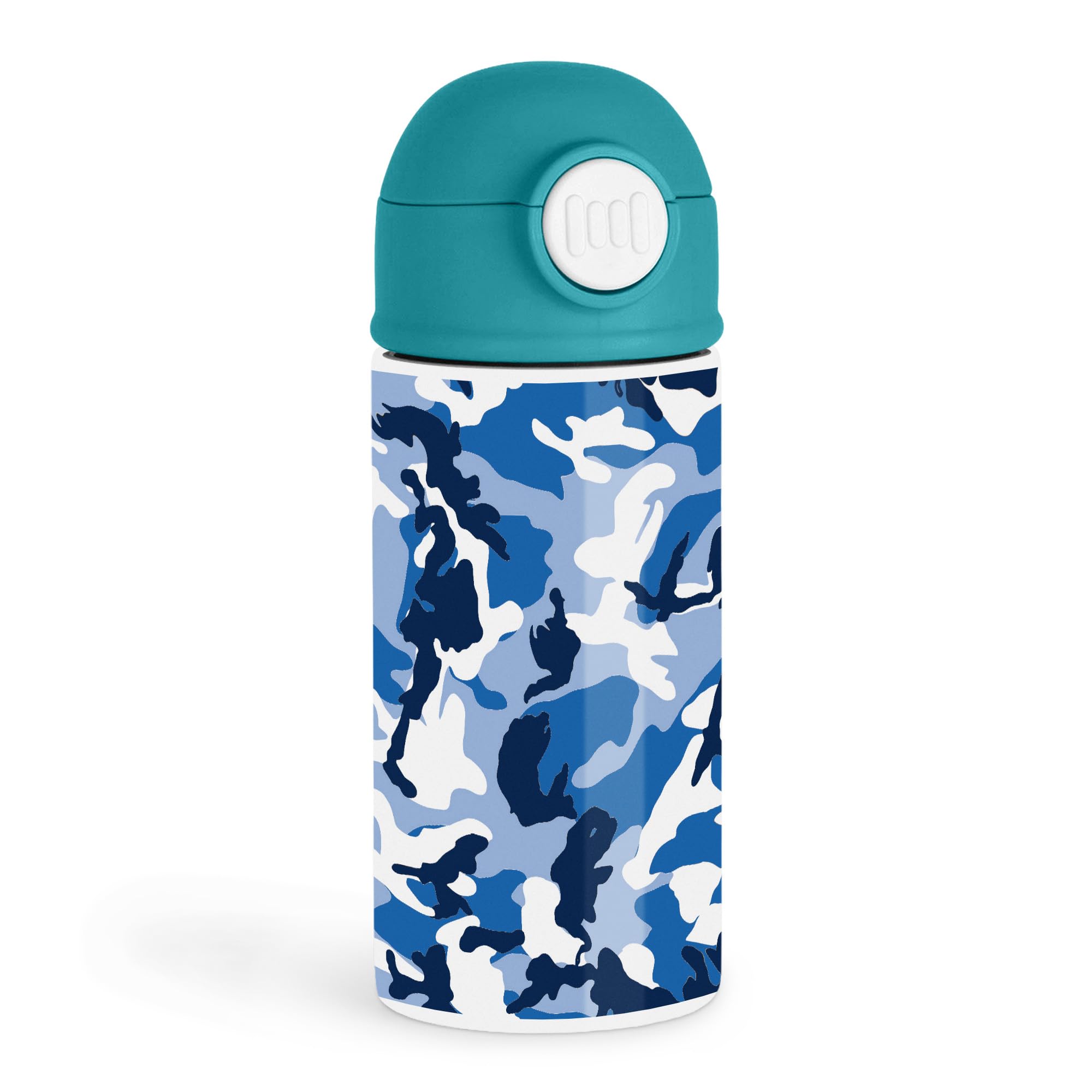 Empowering Active Kids 12oz Kids Water Bottle Green  Blue camouflage pattern with stylish design  School Lunch, Outdoor Advent