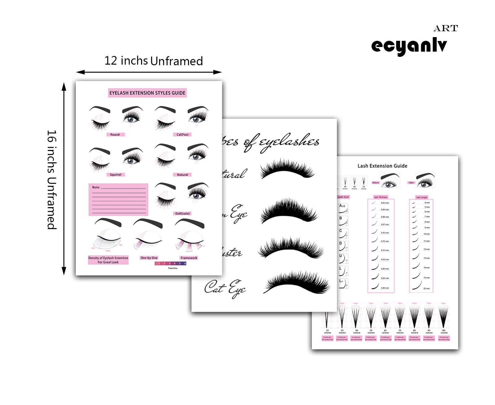 Beauty Salon Wall Art Decor Eyelash Extension Guide Posters Lash Extension Form Canvas Print Painting Decor Eyelash Technician F