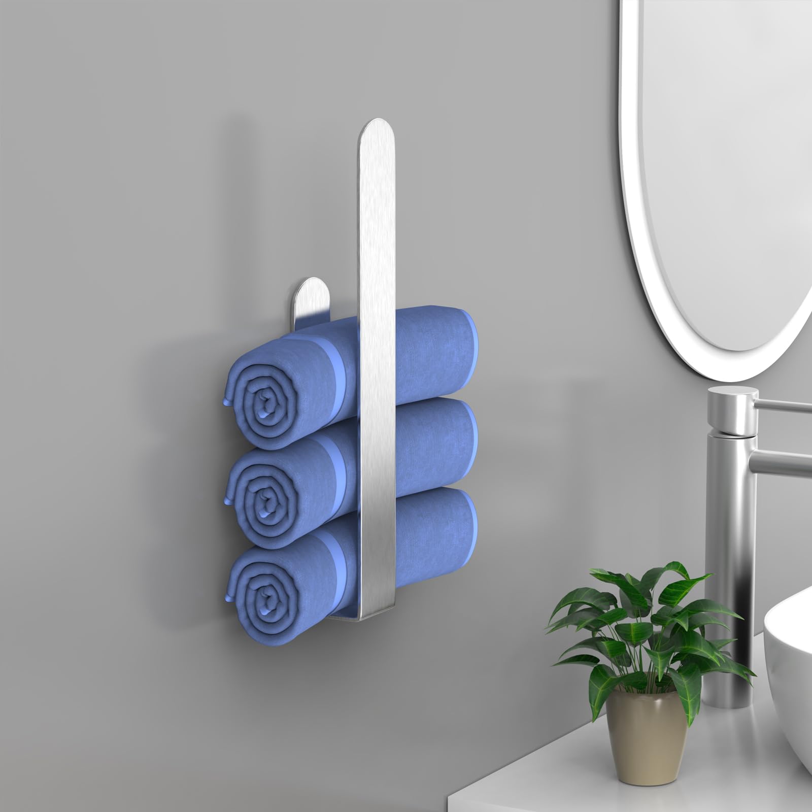 Hufeeoh Hand Towel Holder, Self Adhesive Towel Bar Towel Holder For Kitchen Cabinet, Sus 304 Stainless Steel Bath Towel Holder S