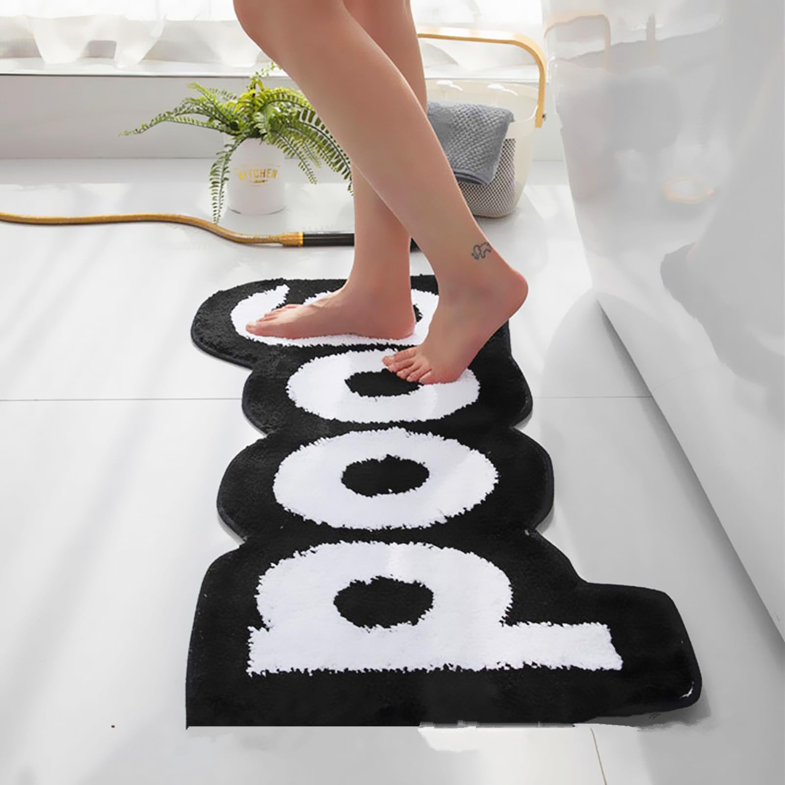 Levinis Good Bath Mat Washable Black And White Bathroom Rugs Funny Cute Bathroom D  Cor Shaggy Soft Absorbent Shower Rug Bath Ru