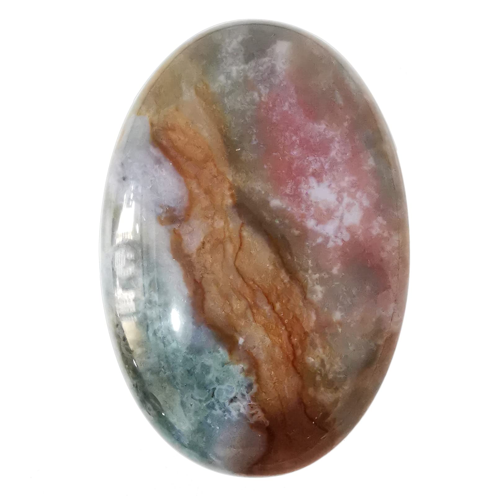 Loveliome Natural India Agate Oval Polished Worry Stones, Healing Crystal Indoor Fountain Stones Massage Energy Anxiety Relief I