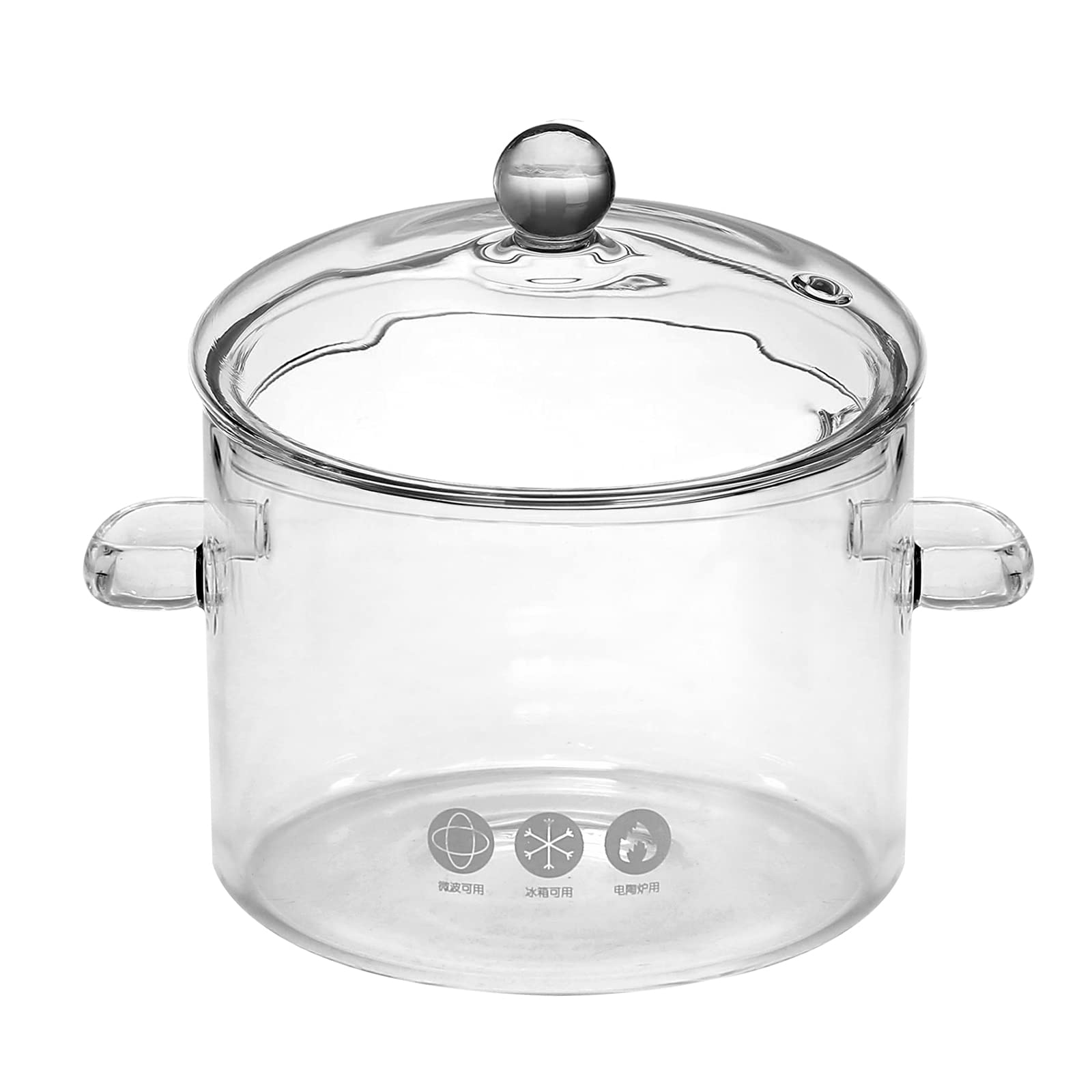 Hoypeyfiy Glass Saucepan 1.5L with Cover, Large Borosilicate Glass Pot for Meal Prep, Cold Brew, Pasta, Soup, Milk, Baby Food, D