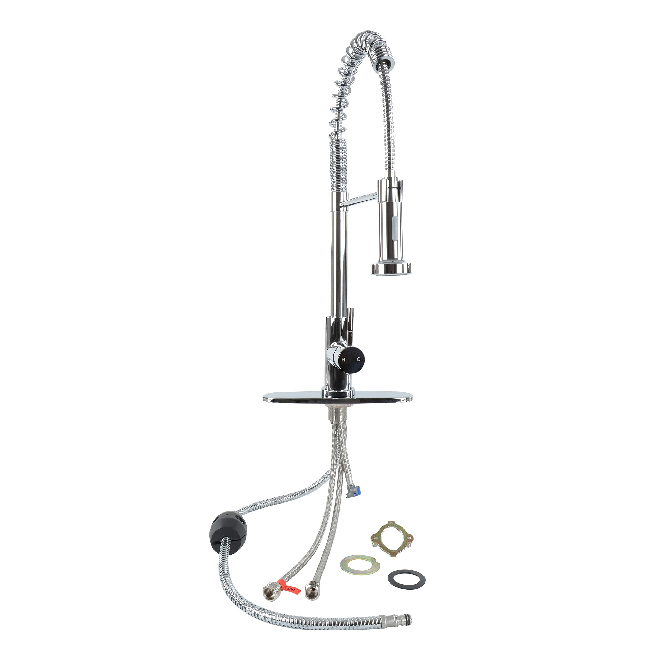 Empire Faucet Pull Down Kitchen Faucet with Sprayer - Chrome Kitchen Sink Faucet with Optional Hole Covering Deck Plate
