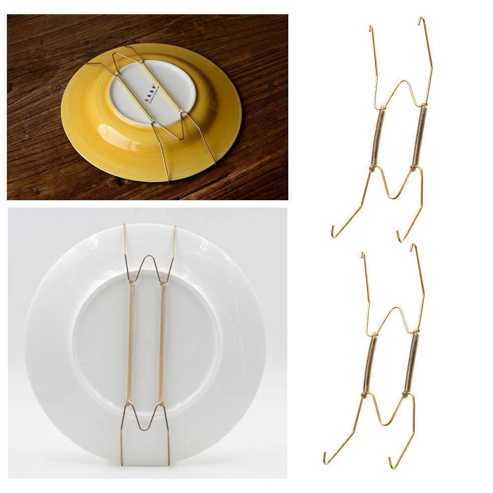 Foccts 10 Pcs Wire Plate Hangers, 8 Inch Plate Holders For The Wall And 15 Pack Wall Plate Hooks, Invisible Dish Display Plate H