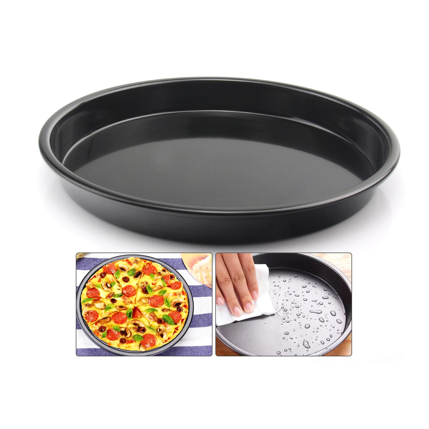 WANGSHIQI Pizza Pan,10 inch Nonstick Pizza Tray for Oven,Carbon Steel Baking Pan,Maximum Temperature Resistance of 230?/450?,Dis