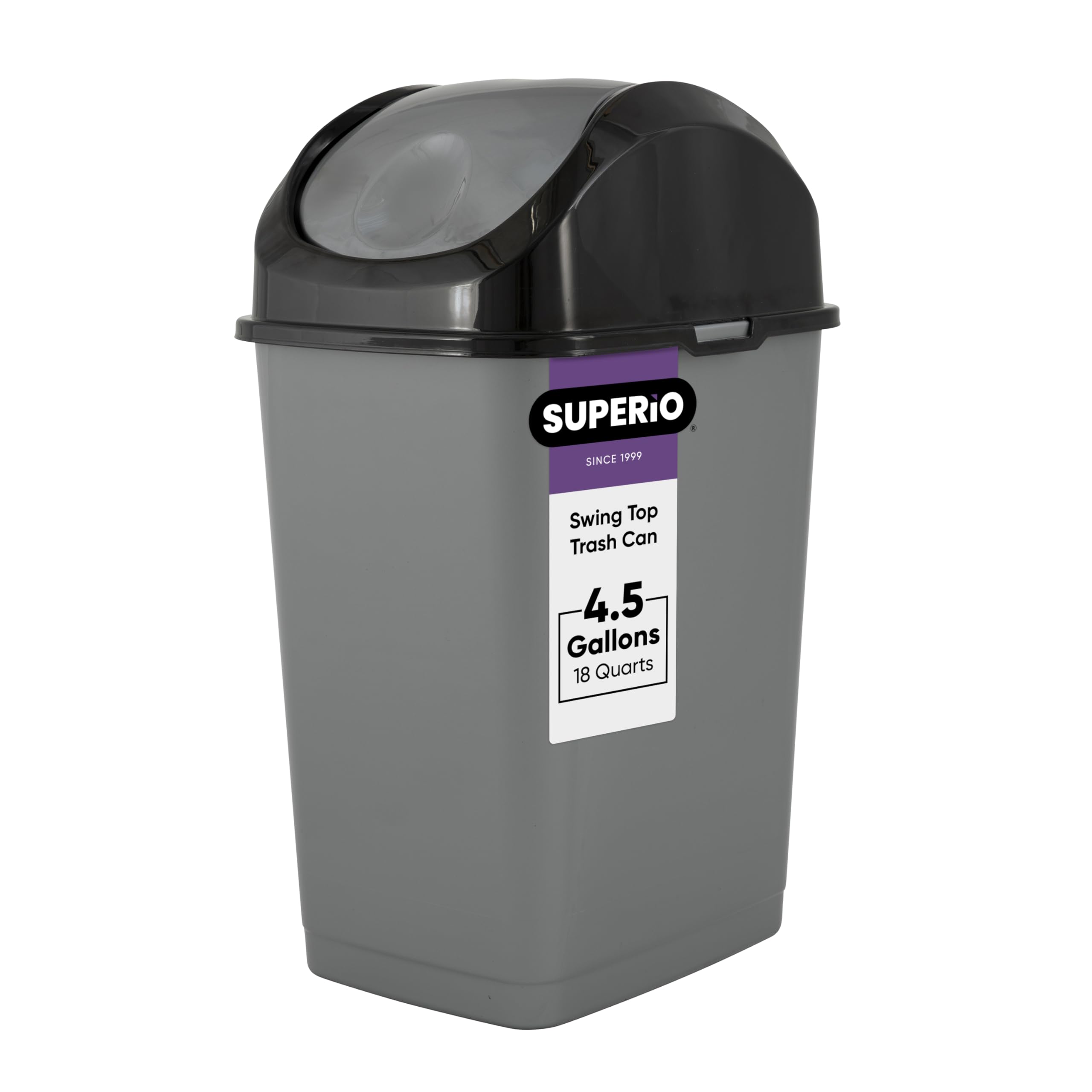 Superio Small Trash Can With Lid 4.5 Gallon Plastic Swing Top Garbage Can Slim Waste Bin For Under Sink/Cabinet, Laundry Room, K