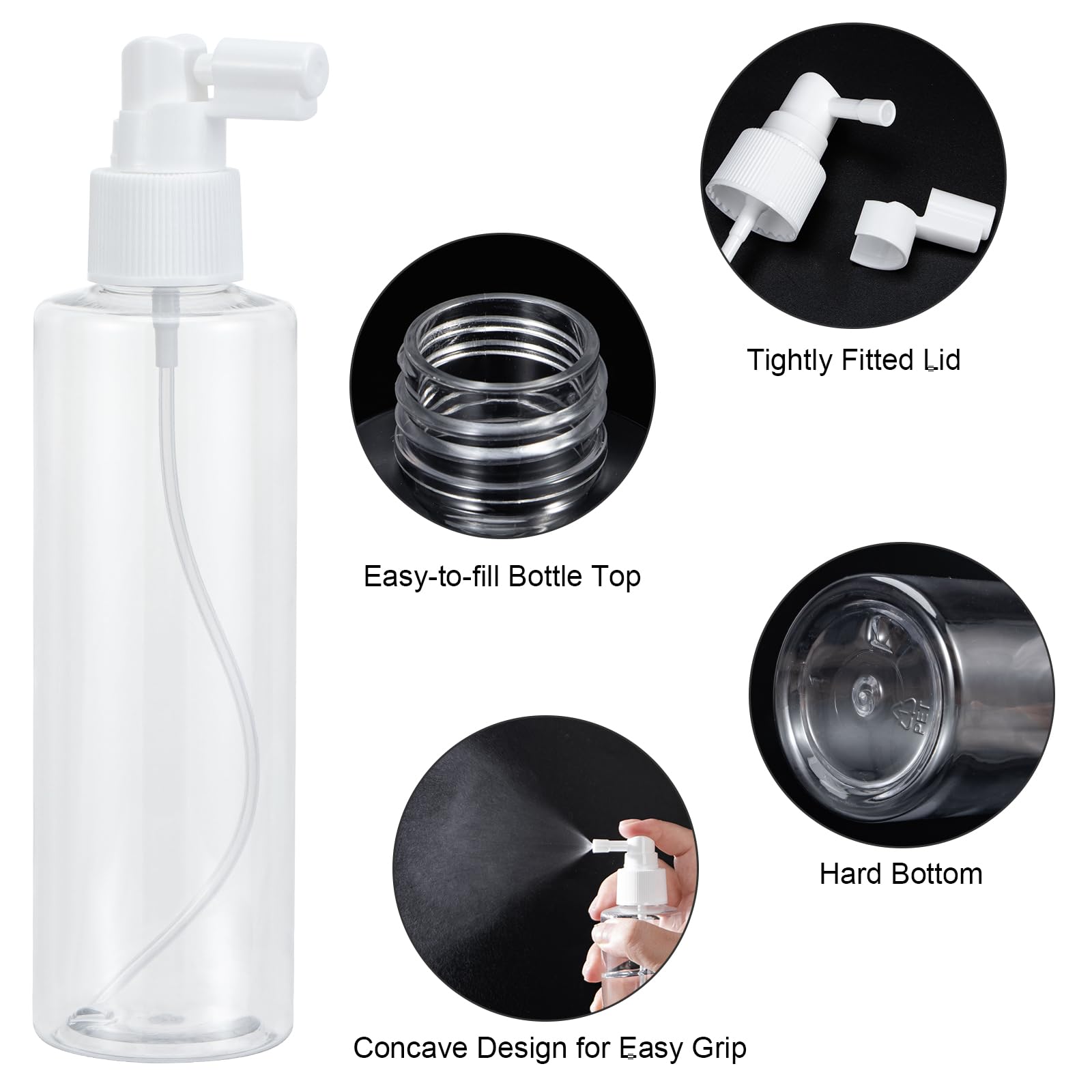 Yebeauty 4 Pack Refillable Small Spray Bottles Plastic Empty Fine Mister Long Mouth Travel Spray Bottle With Tight Cap Durable S