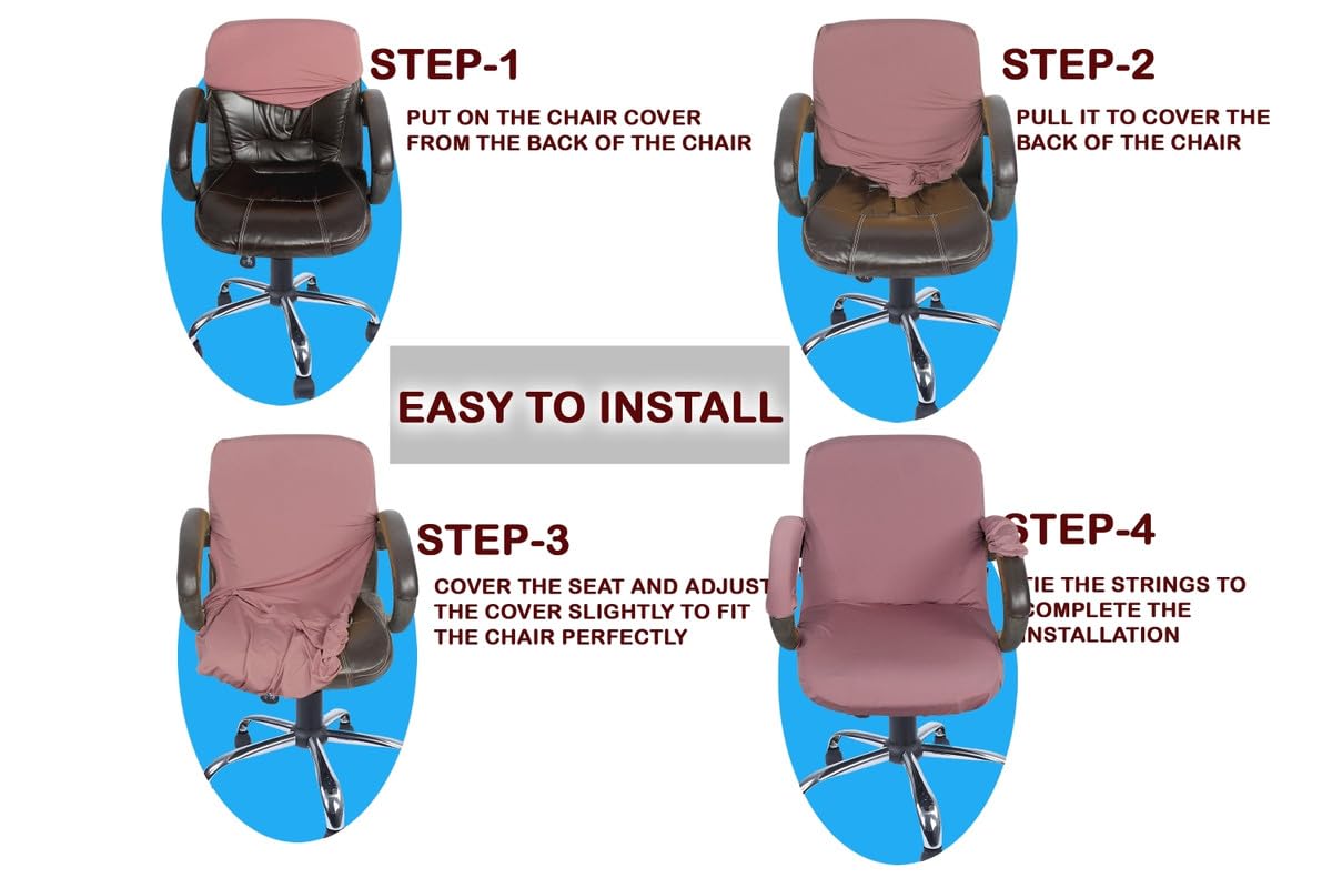 The Furnishing Tree Spandex Office Chair Cover With Handle Cover Coffee Set Of 3