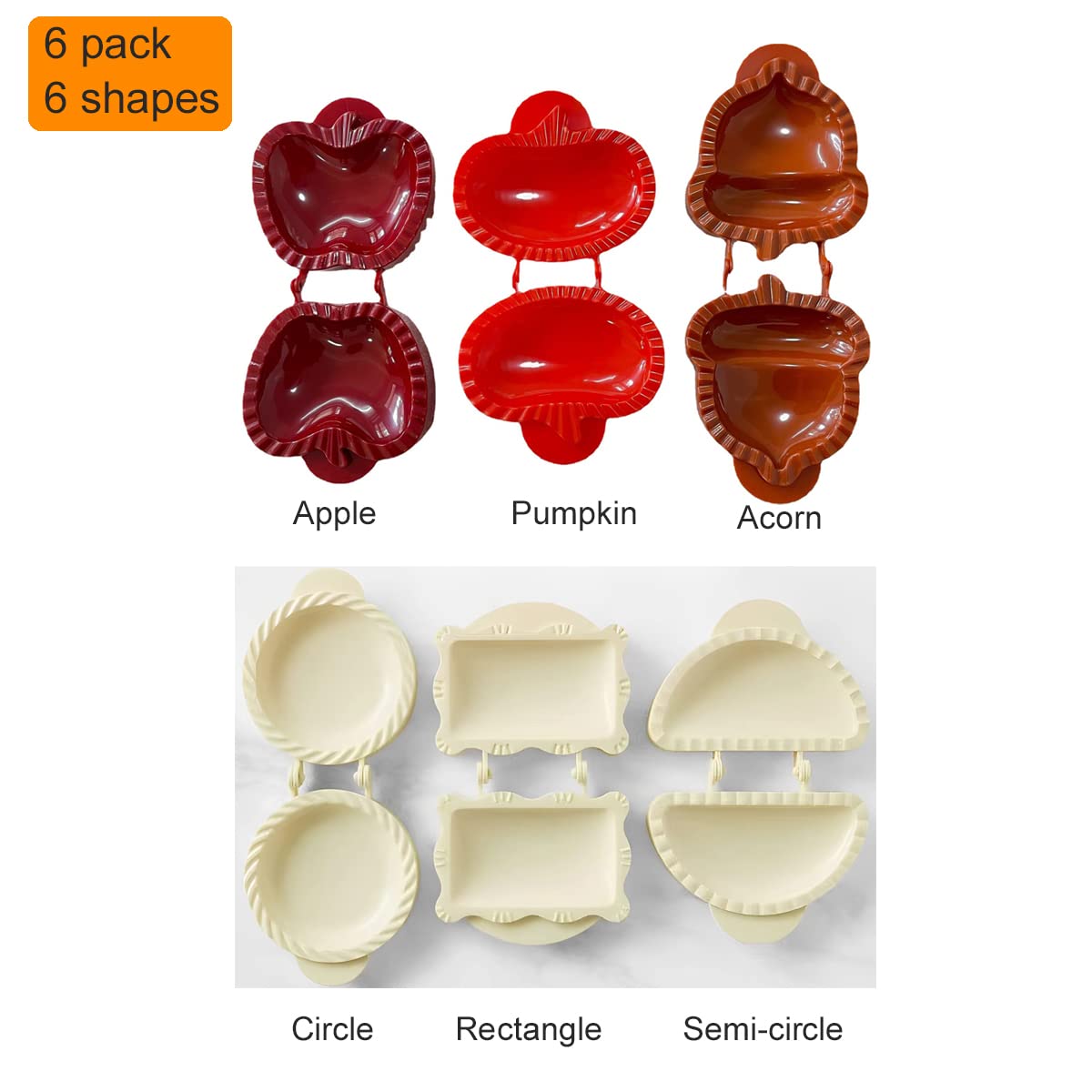 6 Pack Hand Pie Molds For Baking - Dough Presser Mini Pocket Pie Molds - Fall Thanksgiving Hand Pie Press Mold Maker - Halloween