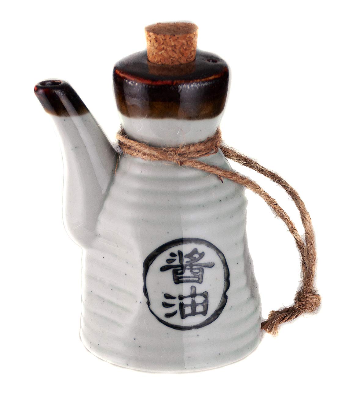 Happy Sales, Japanese Style Earthenware Ceramic Oil Dispenser Ponzu Vinegar Dispenser Shoyu Soy Sauce Dispenser With Cork Stoppe
